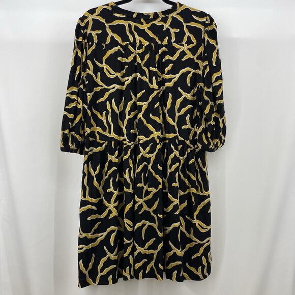 ba&sh Paris Size M Constance Dress Black Gold V-Neck Puff Sleeve Pockets Flowy - Picture 11 of 11